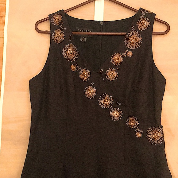 SPENSER JEREMY 100% Linen Black Dress,  sz 8 - Picture 4 of 10